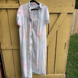 Vintage Lounge Master Short Sleeve Long House Dress Nightgown Sz Large Gown Robe